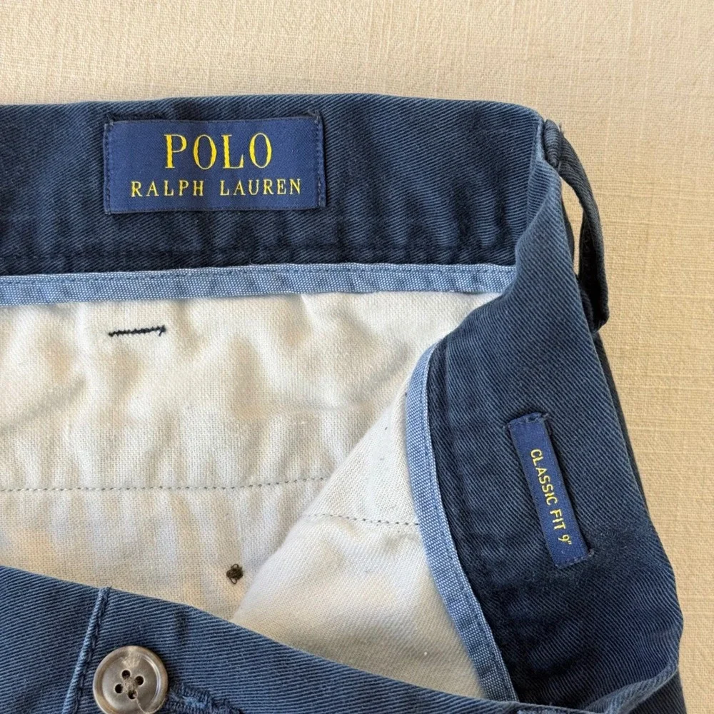 Polo Ralph Lauren Chino Shorts Men 36 Navy Classic Fit 9 Cotton Twill Preppy